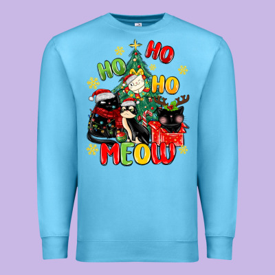 Ho Ho Ho Meow Premium Sweatshirt Designed By Maliassmallbusiness