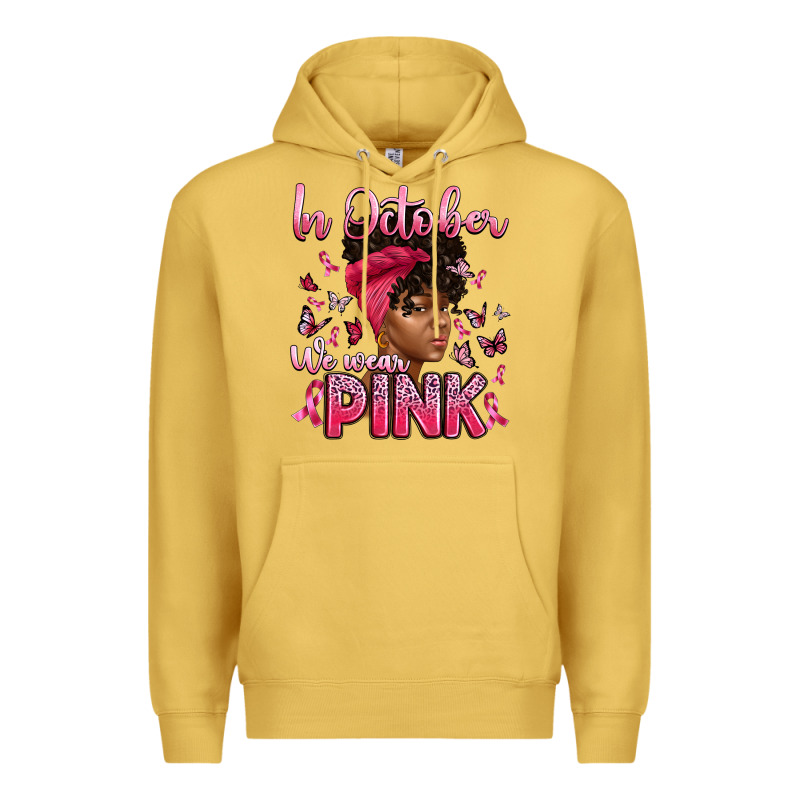In October We Wear Pink With Afro Woman Premium Hoodie by Artiststas | Teevron