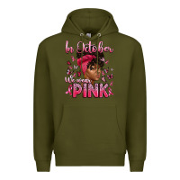 Army Green in october we wear pink with afro woman Premium Hoodie - Artiststas