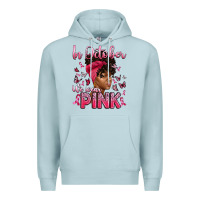 Blue Mist in october we wear pink with afro woman Premium Hoodie - Artiststas