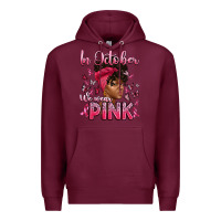 Burgundy in october we wear pink with afro woman Premium Hoodie - Artiststas