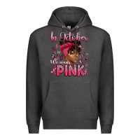 Charcoal Heather in october we wear pink with afro woman Premium Hoodie - Artiststas