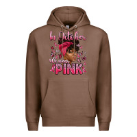 Chestnut in october we wear pink with afro woman Premium Hoodie - Artiststas