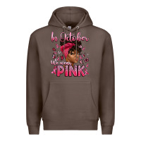 Coffee in october we wear pink with afro woman Premium Hoodie - Artiststas