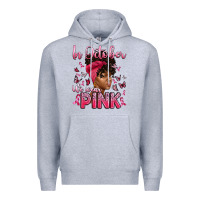 Heather Grey in october we wear pink with afro woman Premium Hoodie - Artiststas