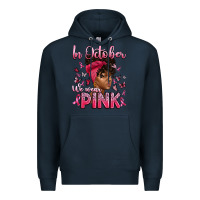 Navy in october we wear pink with afro woman Premium Hoodie - Artiststas