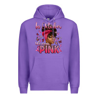 Purple in october we wear pink with afro woman Premium Hoodie - Artiststas