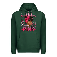 Sports Green in october we wear pink with afro woman Premium Hoodie - Artiststas