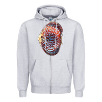 Heather Grey Discus Fish Zipper Hoodie - LillyAllenDesigns