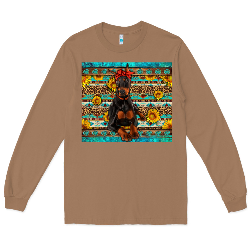 Doberman With Western Background Long Sleeve Tee by Artiststas | Teevron