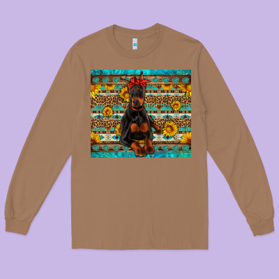 Doberman With Western Background Long Sleeve Tee Designed By Artiststas