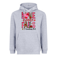 Heather Grey love never fails i corintians 13 8 Heavyweight Hoodie - NancyCooperArtShop