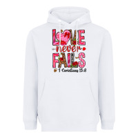 White love never fails i corintians 13 8 Heavyweight Hoodie - NancyCooperArtShop