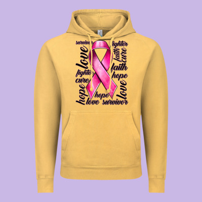 Breast Cancer Ribbon Hope Love Faith Vintage Hoodie Designed By Texasbilliewilder