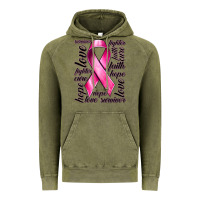 Vintage Olive Breast Cancer Ribbon Hope Love Faith Vintage Hoodie - texasbilliewilder