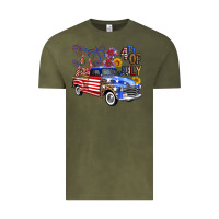Vintage Olive western truck fourth of july america Vintage Tee - FaDigitalArtStudio
