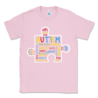 Bubblegum Pink Autism Puzzle Piece Words Autistic Classic Tee - CowhideDigitalArt