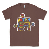 Chestnut Autism Puzzle Piece Words Autistic Classic Tee - CowhideDigitalArt