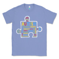 Colony Blue Autism Puzzle Piece Words Autistic Classic Tee - CowhideDigitalArt