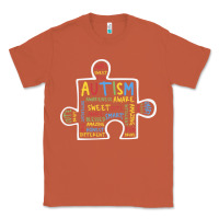 Copper Autism Puzzle Piece Words Autistic Classic Tee - CowhideDigitalArt
