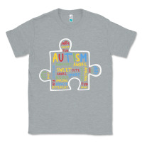 Heather Grey Autism Puzzle Piece Words Autistic Classic Tee - CowhideDigitalArt