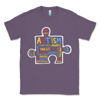 Lavender Autism Puzzle Piece Words Autistic Classic Tee - CowhideDigitalArt