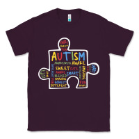 Plum Autism Puzzle Piece Words Autistic Classic Tee - CowhideDigitalArt
