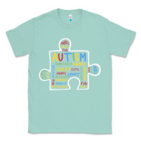 Seafoam Autism Puzzle Piece Words Autistic Classic Tee - CowhideDigitalArt
