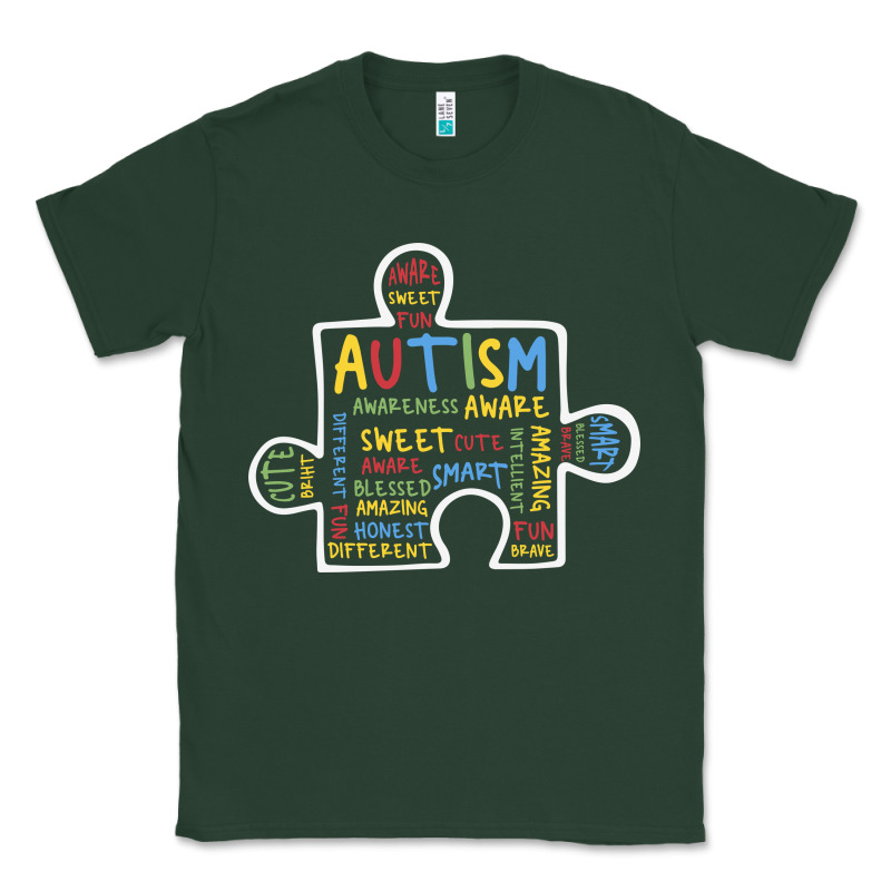 Autism Puzzle Piece Words Autistic Classic Tee by CowhideDigitalArt | Teevron
