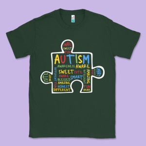 Autism Puzzle Piece Words Autistic Classic Tee Designed By Cowhidedigitalart