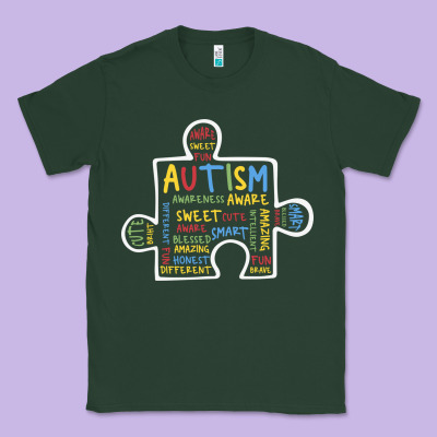Autism Puzzle Piece Words Autistic Classic Tee Designed By Cowhidedigitalart