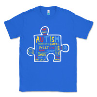 True Royal Autism Puzzle Piece Words Autistic Classic Tee - CowhideDigitalArt
