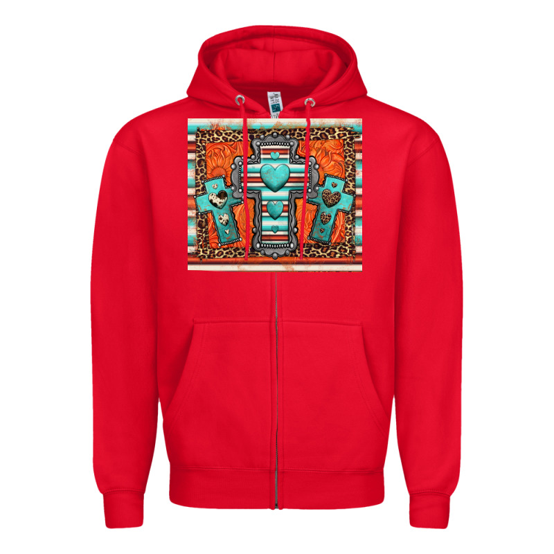 Turquoise Gemstone Crosses Zipper Hoodie by Jasminsmagicworld | Teevron