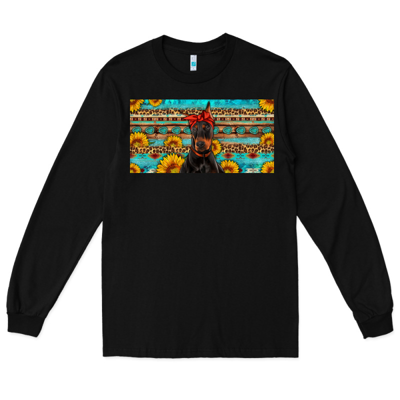 Doberman With Sunflowers License Plate Long Sleeve Tee by Artiststas | Teevron