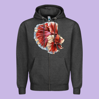 Betta Fish Zipper Hoodie Designed By Lillyallendesigns
