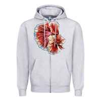 Heather Grey Betta Fish Zipper Hoodie - LillyAllenDesigns
