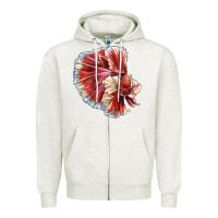 Oatmeal Heather Betta Fish Zipper Hoodie - LillyAllenDesigns