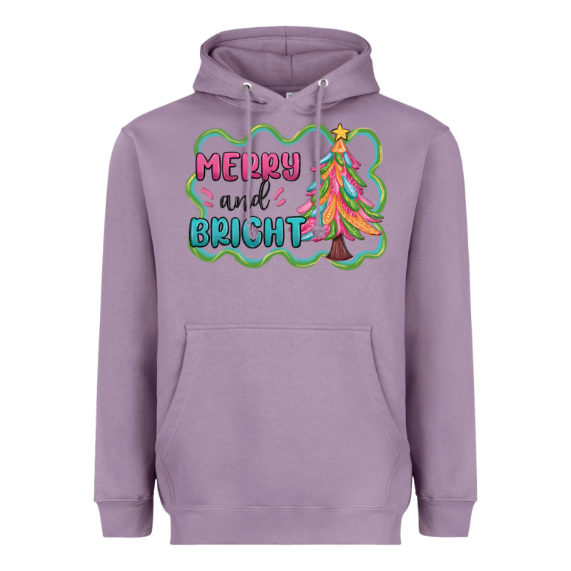 Merry And Bright Christmas Tree Heavyweight Hoodie by MaliasSmallBusiness | Teevron