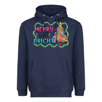Navy merry and bright christmas tree Heavyweight Hoodie - MaliasSmallBusiness