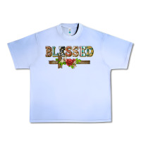 Grape Ice blessed and floral cross Urban Heavy Tee - BarkalooDesign