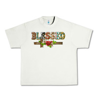 Pistachio blessed and floral cross Urban Heavy Tee - BarkalooDesign
