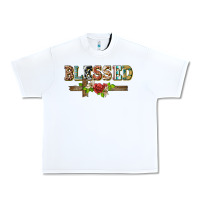 White blessed and floral cross Urban Heavy Tee - BarkalooDesign