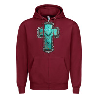 Burgundy turquoise gemstone cross Zipper Hoodie - Jasminsmagicworld