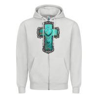 Dove Grey turquoise gemstone cross Zipper Hoodie - Jasminsmagicworld