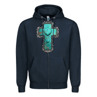 Navy turquoise gemstone cross Zipper Hoodie - Jasminsmagicworld