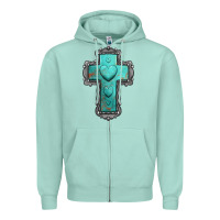 Seafoam turquoise gemstone cross Zipper Hoodie - Jasminsmagicworld