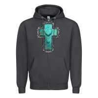 Smoke turquoise gemstone cross Zipper Hoodie - Jasminsmagicworld