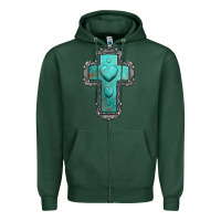 Sports Green turquoise gemstone cross Zipper Hoodie - Jasminsmagicworld