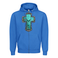 True Royal turquoise gemstone cross Zipper Hoodie - Jasminsmagicworld