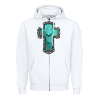 White turquoise gemstone cross Zipper Hoodie - Jasminsmagicworld